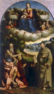 Madonna van de Wolken met Heiligen, door Garofalo, in de Pinacoteca Nazionale in Ferrara door Benvenuto Tisi da Garofalo